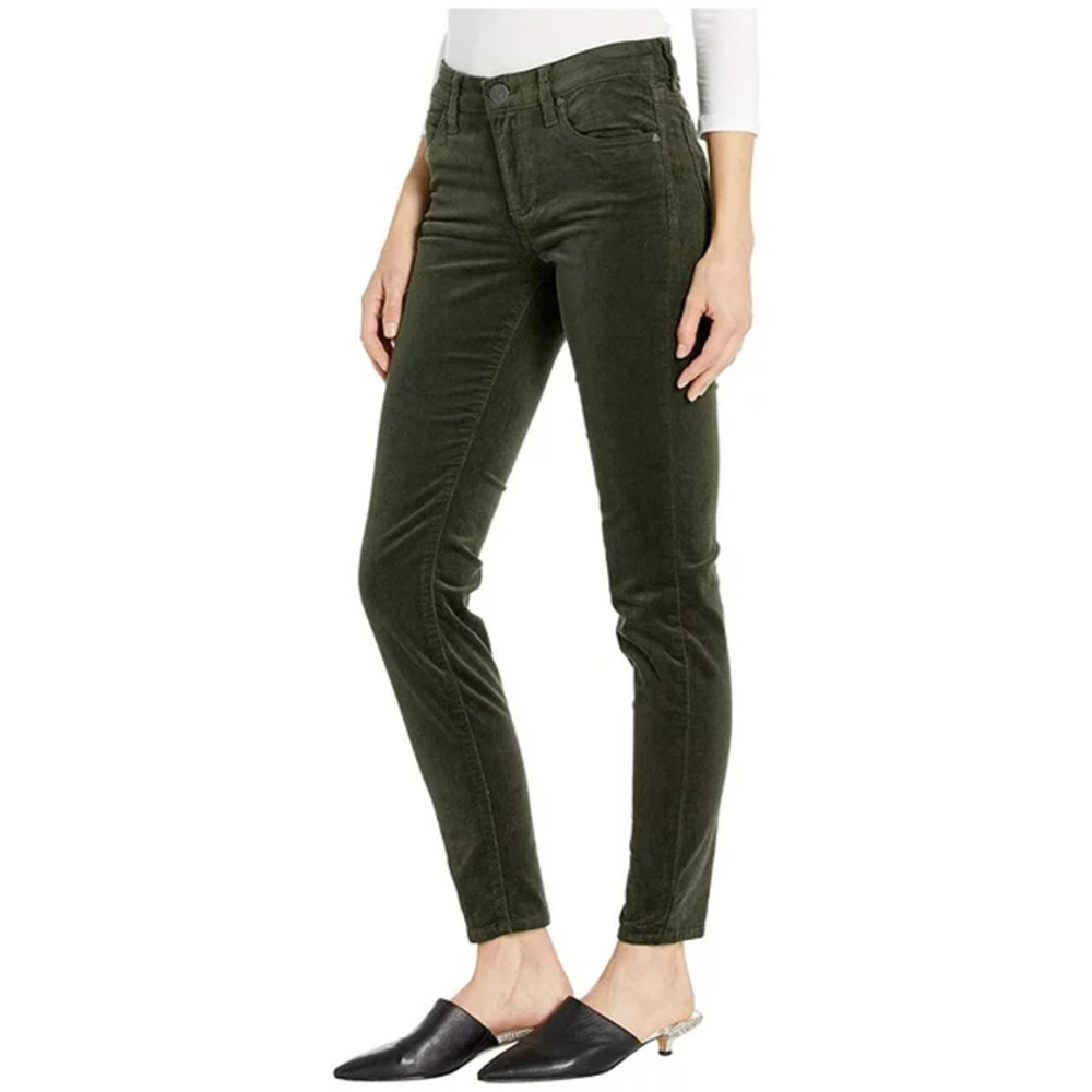 KUT Diana Skinny Dark Green Corduroy Pants